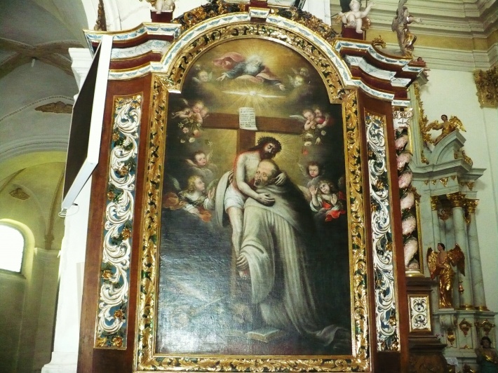 Barokowy ołtarz boczny-Chrystus ze św.Bernardem