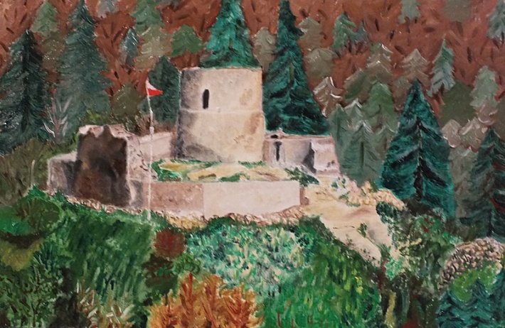 Ruiny zamku w Rytrze - obraz olejny autorstwa Awich