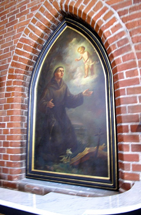 Grudziądz - kościół farny, obraz św. Stanisława Kostki w nawie północnej