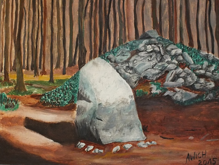 Kamienne kręgi w Węsiorach - obraz olejny autorstwa Awich