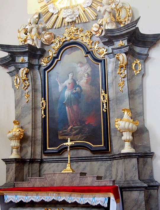 Głogówek - Sanktuarium MB Loretańskiej, kaplica św. Anny, ołtarz św. Tekli