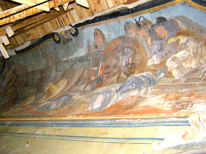 freski w bibliotece klasztornej przed renowacją