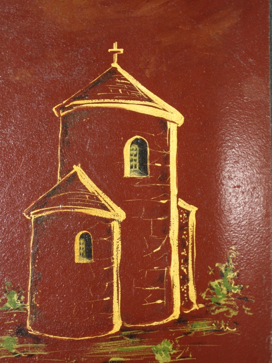 Cieszyn rotunda św. Mikołaja - grafika w krużgankach klasztornych na Świętym Krzyżu