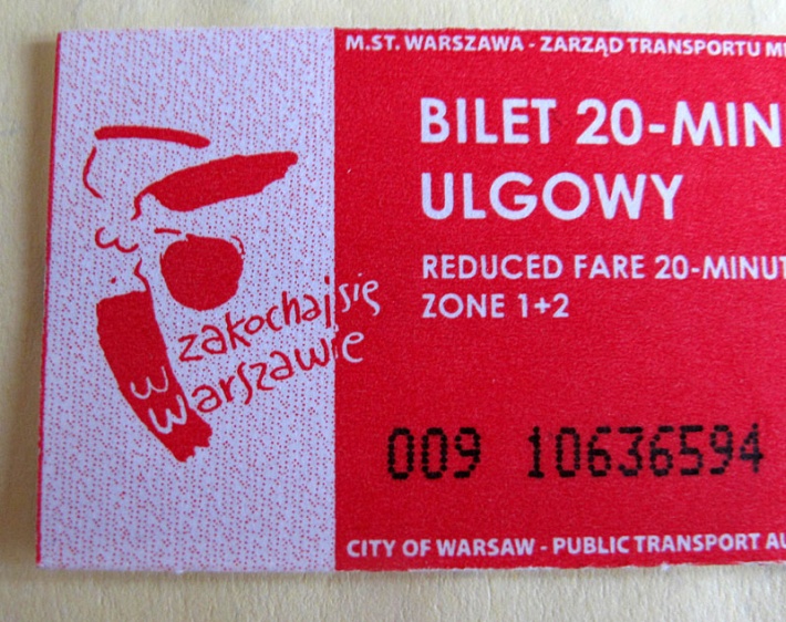 logo Warszawy z Syrenką na biletach Zakładu Transportu Miejskiego