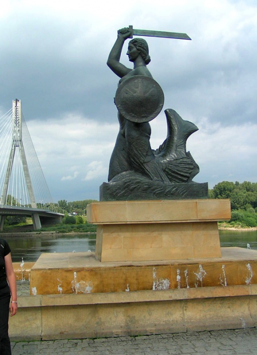 pomnik Syrenki nad Wisłą, w okolicy mostu Świętokrzyskiego