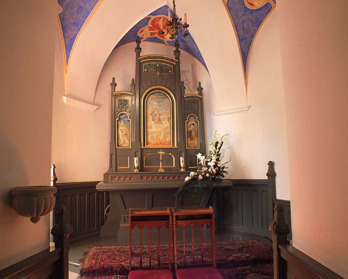 Zamek w Baranowie Sandomierskim - kaplica zamkowa, ołtarz z tryptykiem Jacka Malczewskiego