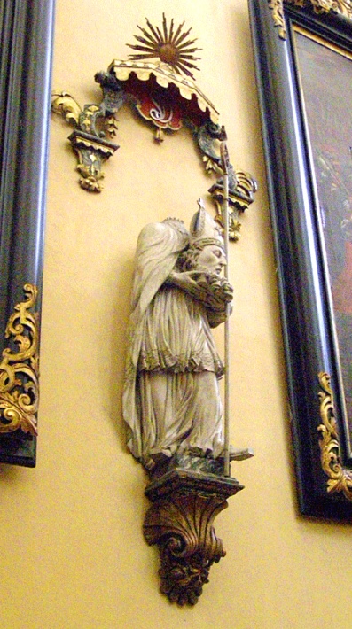 Kamieniec Ząbkowicki, kościół NMP - figura św. Dionizego